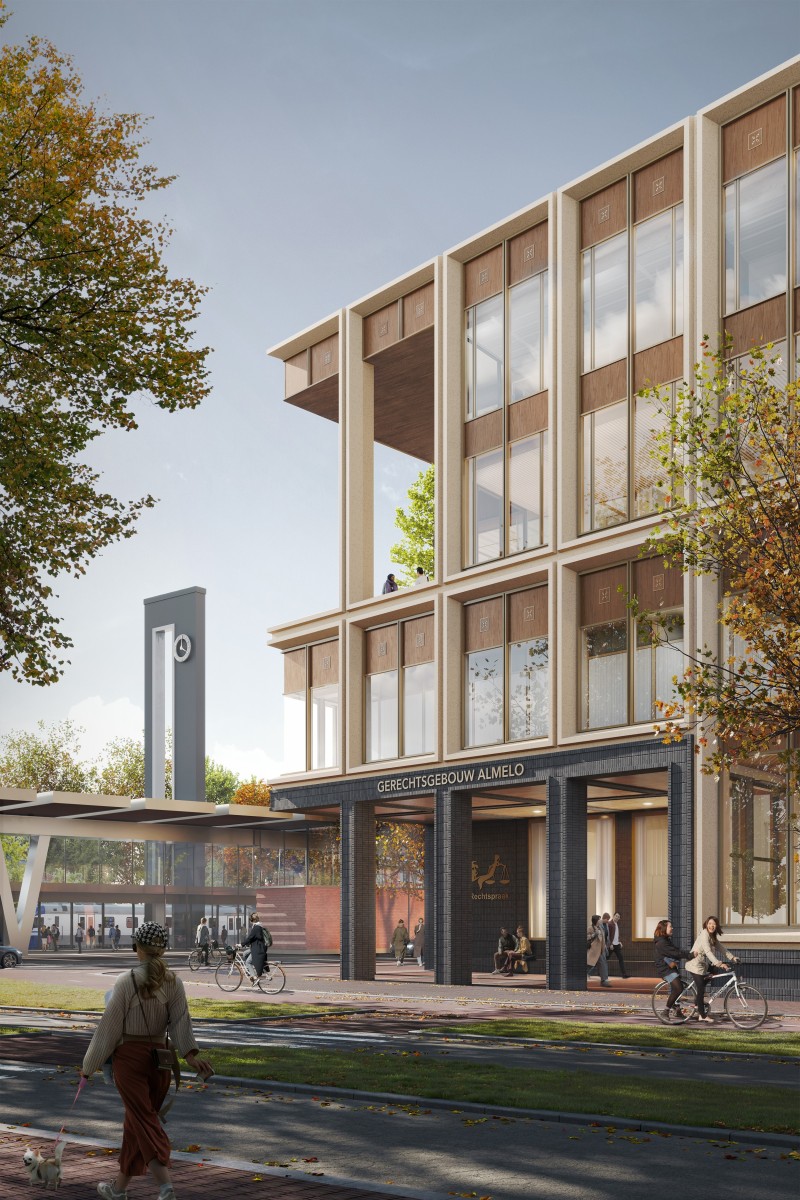 2237 Gerechtsgebouw Almelo Render Gevelhoek PDR en i29 Paul de Ruiter Architects