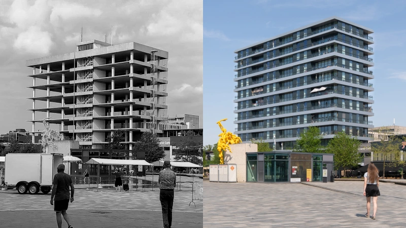 Transformatie Belastingflat Emmen Before and after bw